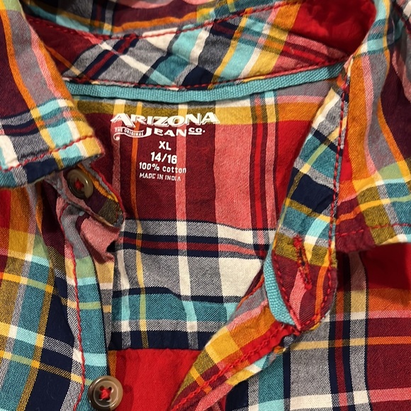 Boys XL 14/16 Arizona Jeans co Short Sleeve Button-down Shirt - Picture 2 of 4